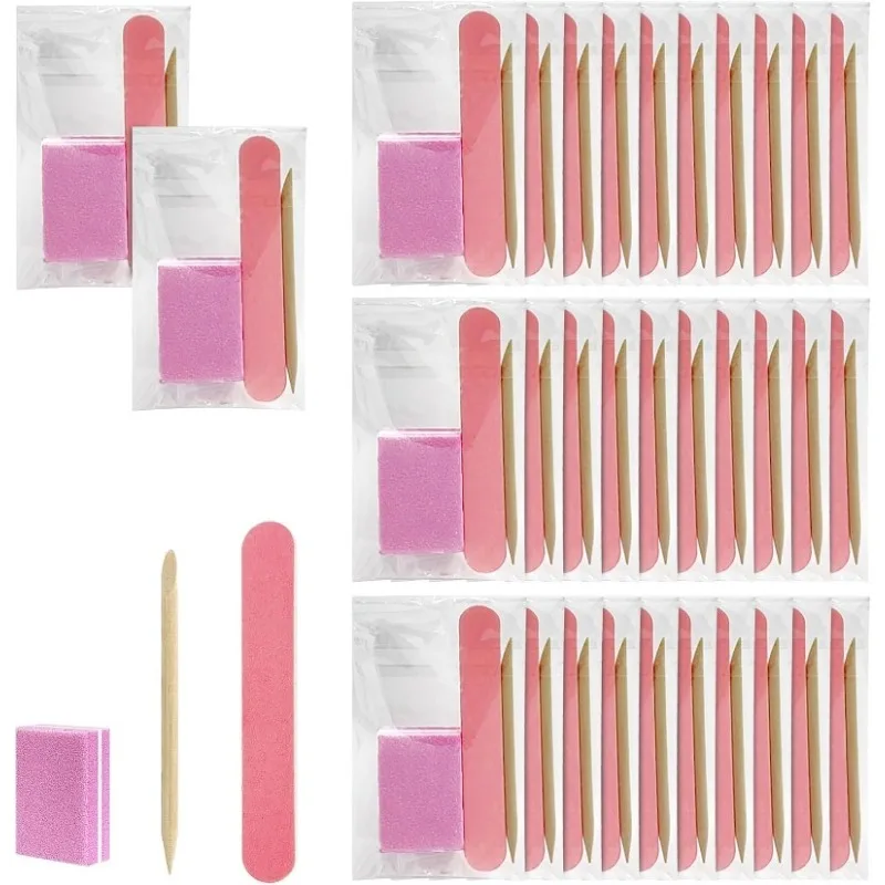 30Pcs/10 Set Kit Disposable Manicure kit Individually Package,Mini Nail Buffer,Nail File,Wood Stick,Press on Nail Tool Kit