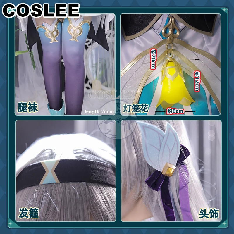 

COSLEE Firefly Cosplay Costume Used Accessories Honkai: Star Rail Headwear Hairband Luminous Lantern Flowers Socks Party Outfit