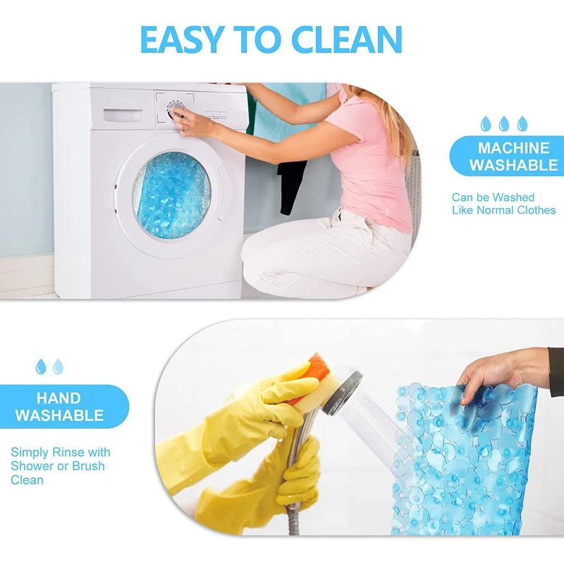 Bath Mat 53x53cm Shower Non-Slip Floor Mat Pebble Design  PVC Bathroom Safety Anti-Slip Massage Pad Square New Upgrade