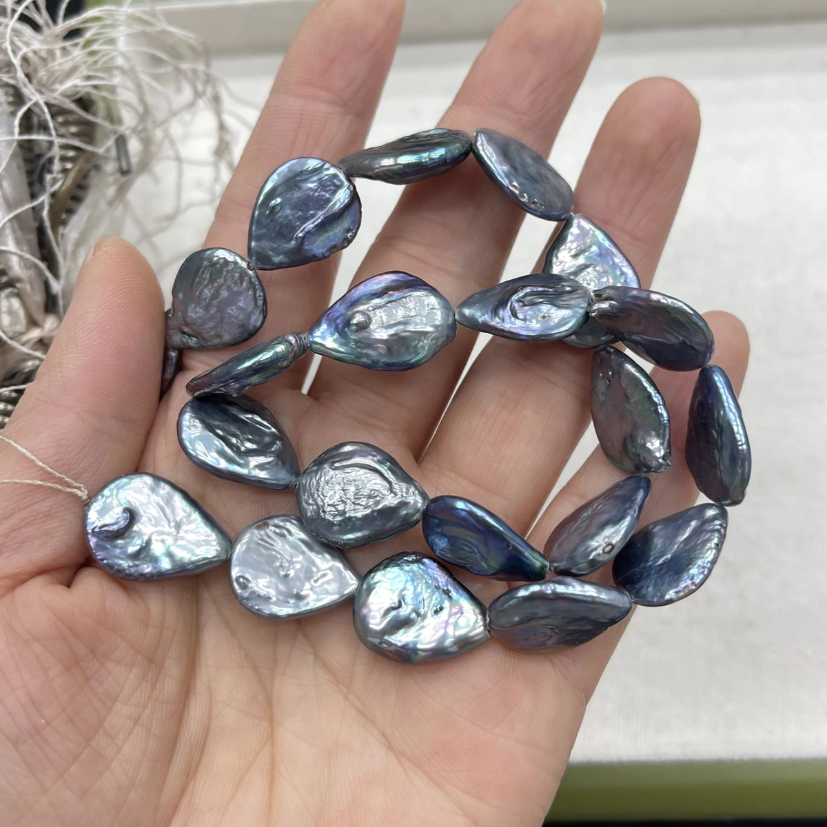 14x18mm Baroque Teardrop-shaped Natural Freshwater Pearl Black Beads for Jewelry Making DIY Women Necklace Bracelet Accessories