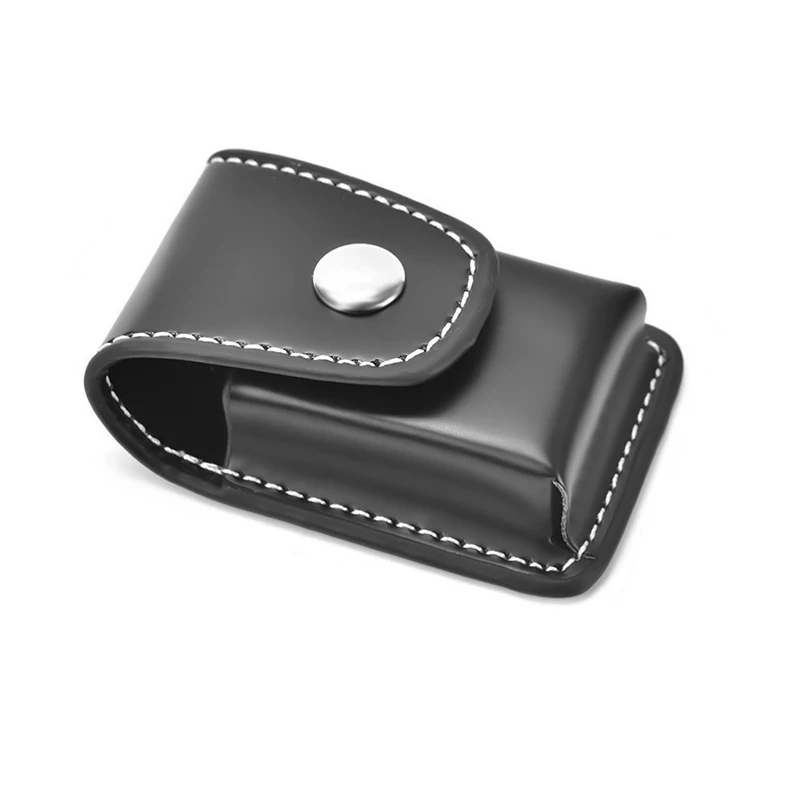 Funda portátil de cuero para hombre, funda pequeña a prueba de viento con cremallera para encendedor de cigarrillos, bolsa de regalo, herramienta