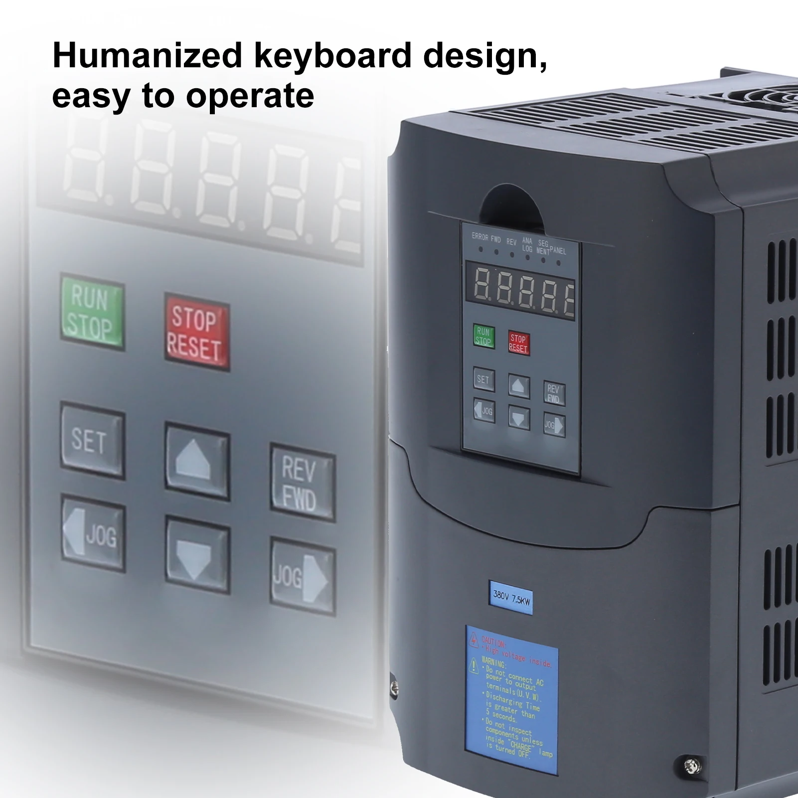 Motor Speed Controller Variable Frequency Drive 3‑Phase VFD Motor Speed Controller 380V Output 7.5KW A2‑3075 Vector Inverter