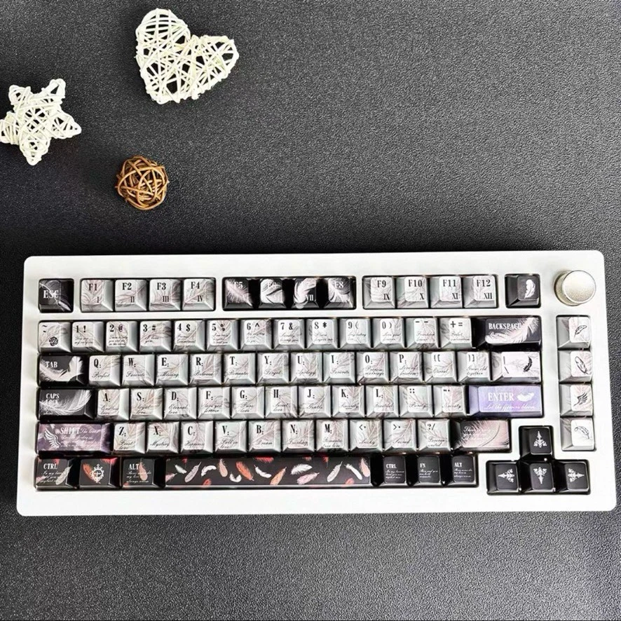 Custom Feather Metallic Paint Theme Keycaps, Cherry Profile PBT, High Aesthetic Personalized Custom Mechanical Gift