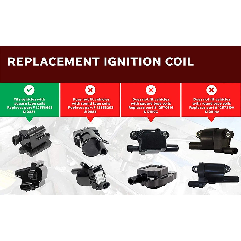 Ignition Coil Pack-Replace 12558693,GN10298,UF271,5C1083,C1208,D581,E226-Fits for Cadillac Escalade,Chevy Silverado,Avalanche,Ex