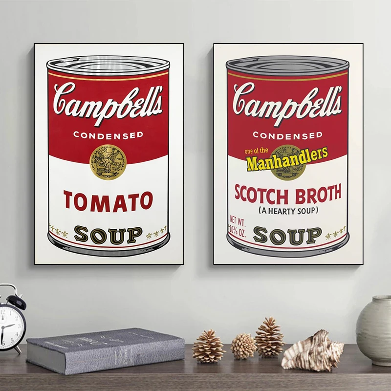 Andy Warhol Series Campbell Soup Canned Canvas Painting Aesthetic Poster and Prints Wall Art Picture Bar Restaurant Home Decor