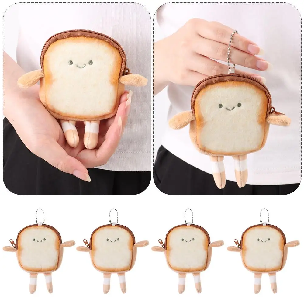 

New Cartoon Toast Coin Purse Bread Lightweight Earphone Bag Portable Coin Key Bag Girl