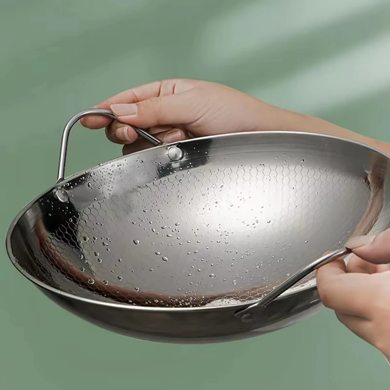11" Stainless Steel Honeycomb Skillet Non-stick With Handle Scratch-resistant Cooking Pasta Steak Porridge Ramen Mini Hotpot view 5