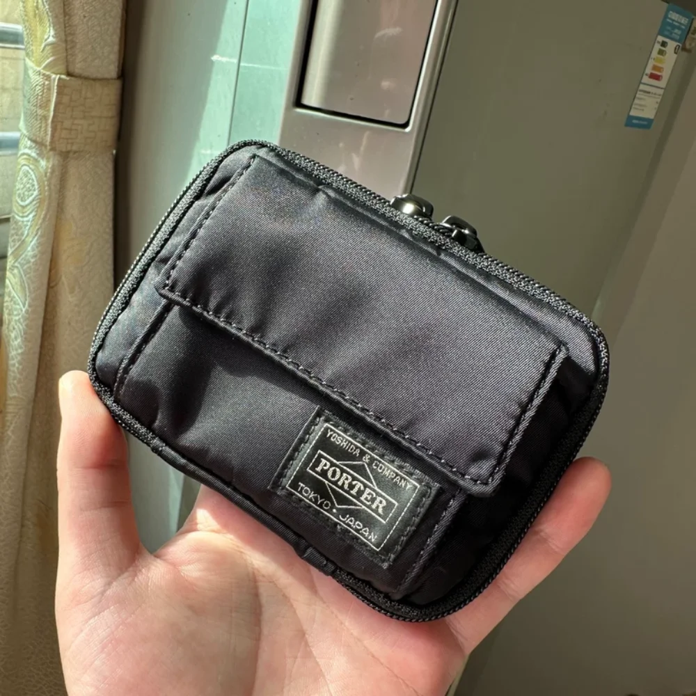 Porter Portable Mini Nylon Coin Purse Dual Zipper Inner Zipper Pocket Lightweight Storage Bag For Memory Card Coin Daily Commute