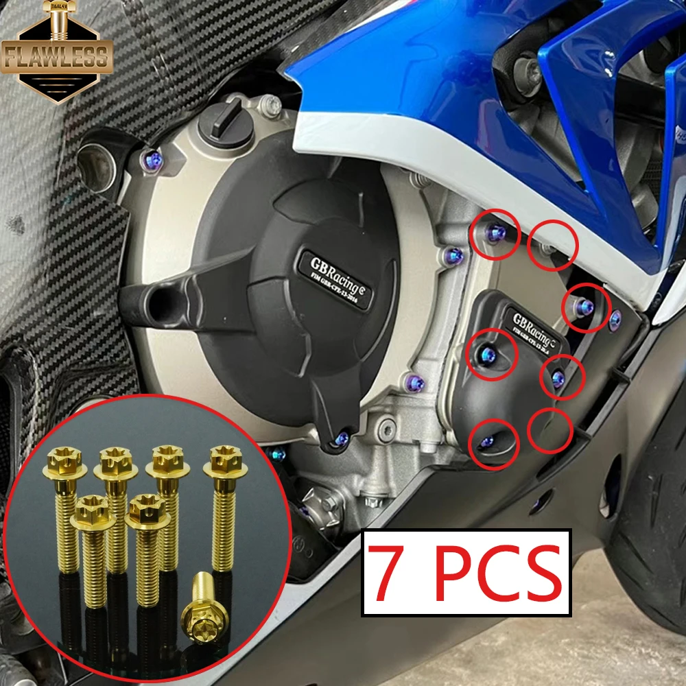 FLAWLESSTI Gr5 التيتانيوم الترباس قابض مغناطيسي Themostat Pluse غطاء مضخة المياه الترباس ل S1000RR GBRacing #6