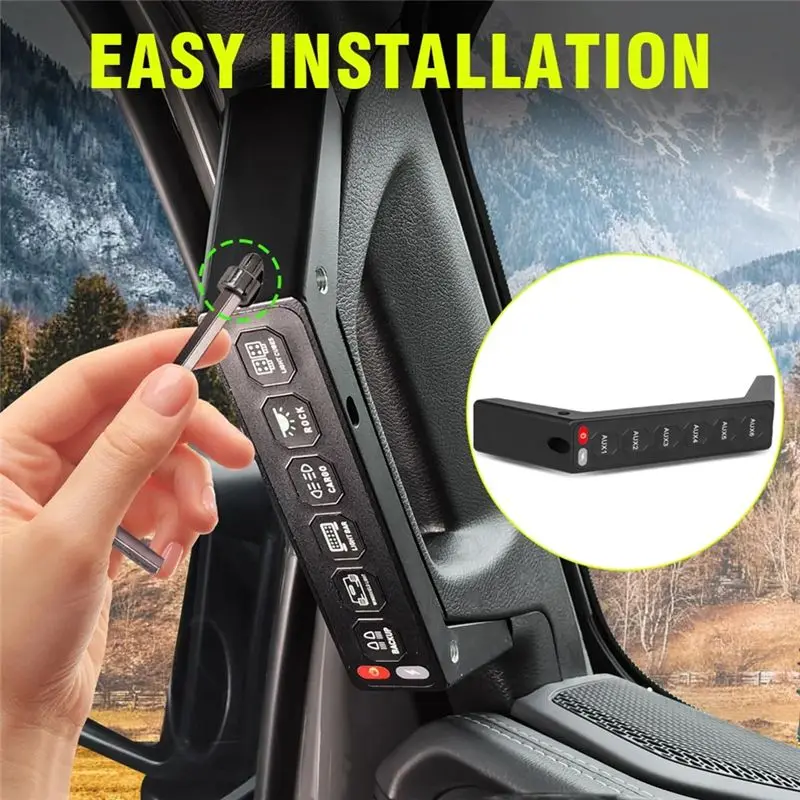 Ingenious-Wireless Grab Handle Switch Panel For Jeep Wrangler JL 18-23 For Jeep Gladiator 20-23 6 Gang Control Panel