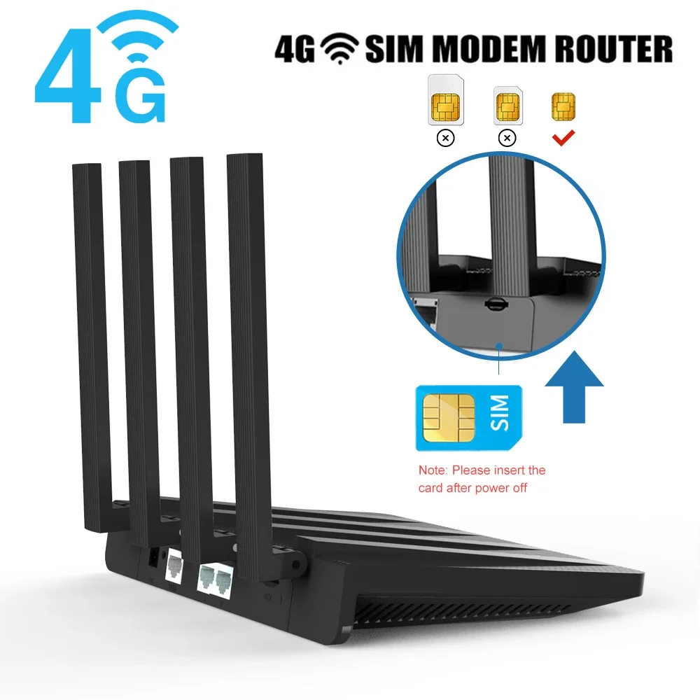 Wiflyer 4G Router Wifi Simkaart 300Mbps 1200Mbps 2.4Ghz 5Ghz 3G 4G Wi-Fi Roteador 2 * Lan NL668-EAU Modem 4 * Antenne Home Hotspot