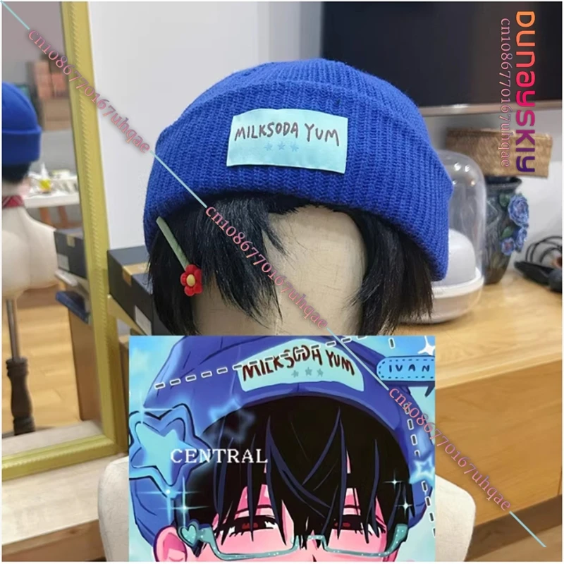 Alien Stage Anime Cosplay Ivan Hat Parts Prop Blue Knitted Hat Warm Cap Letter Cap Unisex Cap Roleplay Customized