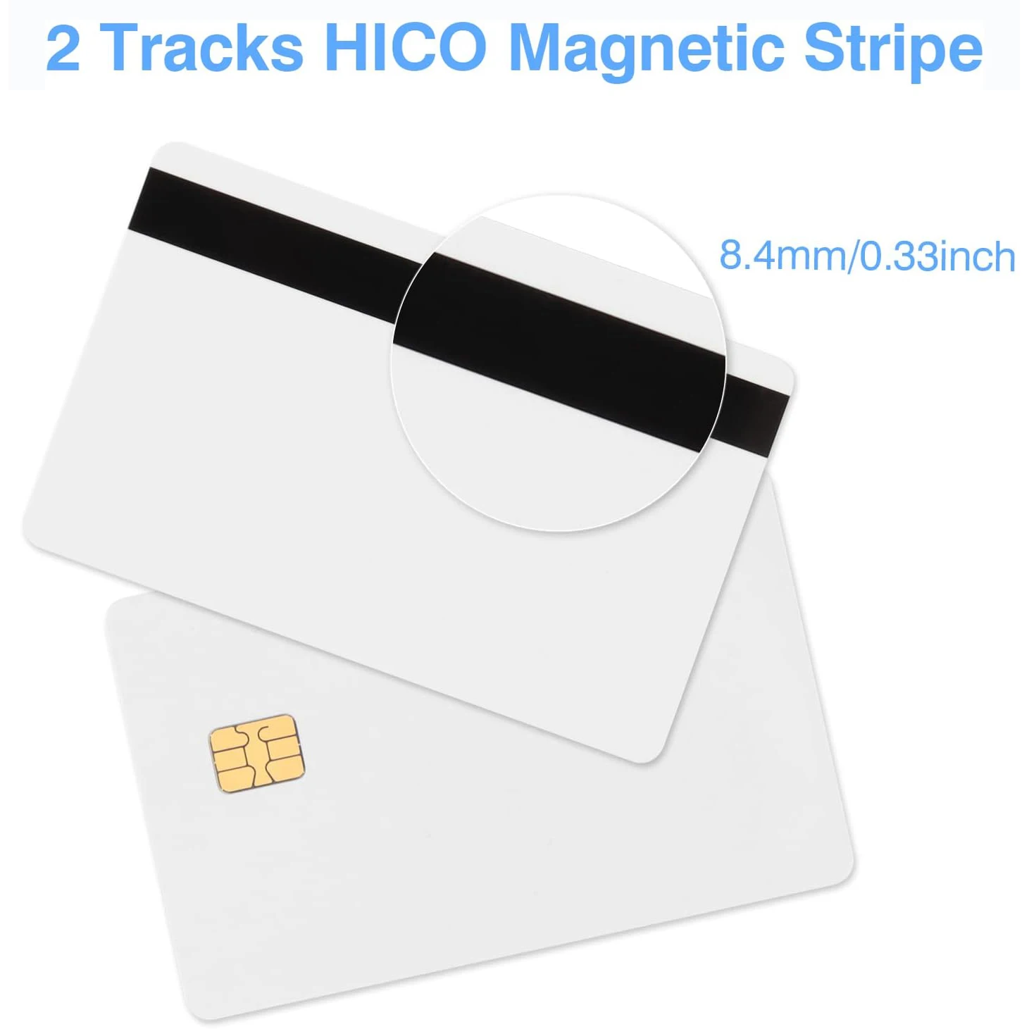 Customized SLE4442 Chip Pearl White Background Smart Contact IC Cards 2 Track Hi-Co Magnetic Stripe PVC Blank Card EMV Chip Card