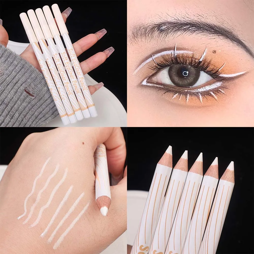 5 Stuks Witte Eyeliner Make-Up Blijvende Glad Gemakkelijk Te Dragen Ogen Witmaker Waterdicht Geen Bloeiende Ogen Liner Potloden Oog Make-Up Tool