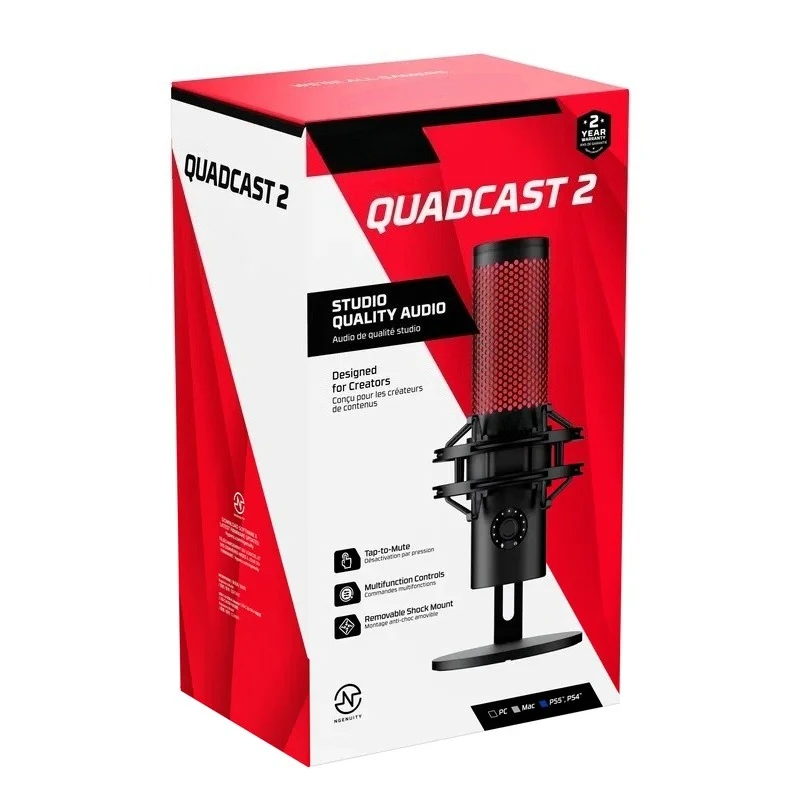 Hot Sale High-RES Studio Hyper Quadcast 2 USB-C Condenser Microphone PC Microphone Gaming MIC for Desktop Live Stream Podcast