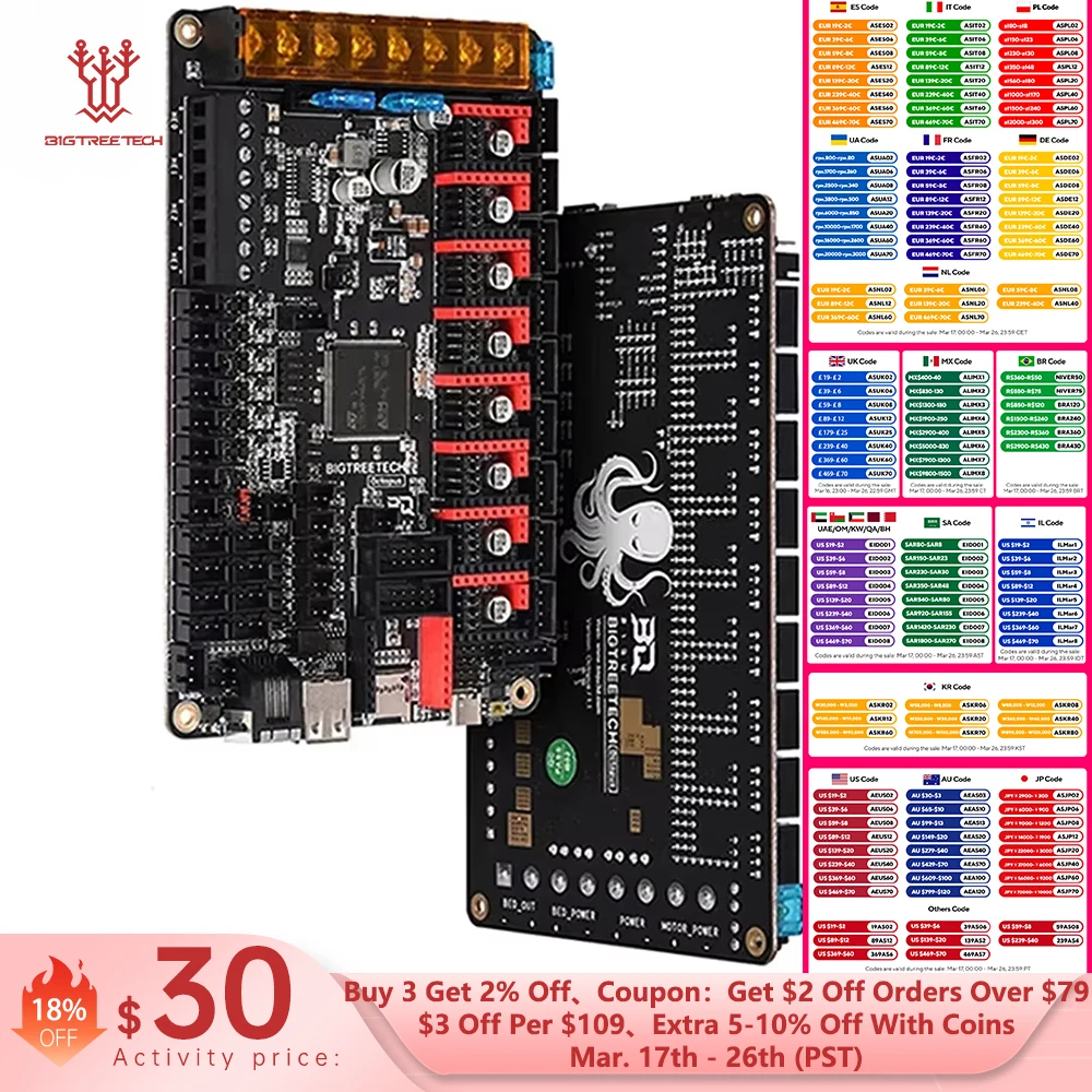 BIGTREETECH Octopus V1.1 Motherboard 32Bit Control Board TMC2209 TMC5160T 3D Printer Parts VS SKR V1.4 Turbo For Voron 2.4 CR10