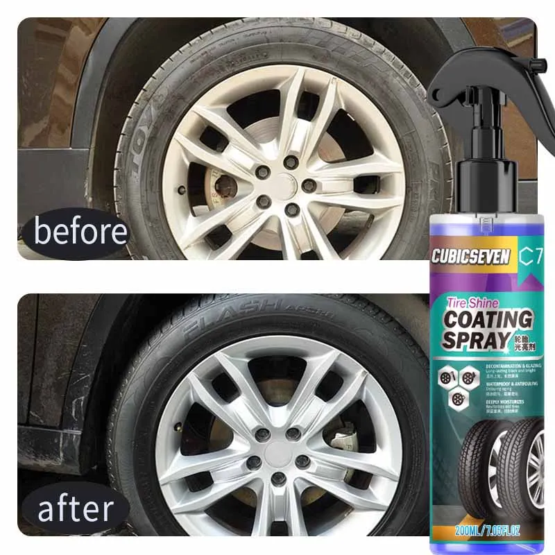 Car Tire Shine Brightener Auto Tire Polish Wheel Type Gloss Spray Tire Polish Sealing Wax Hydrophobic Coating Cleaner Car Wash