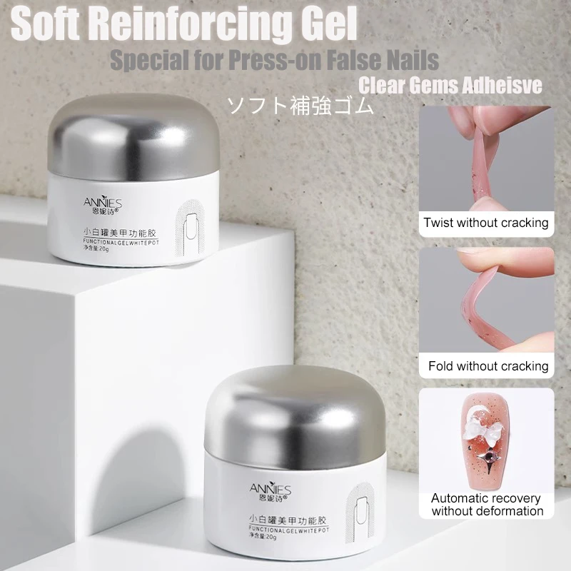 

20g Super Toughness Clear Soft Reinforcing Leveling Gel Gems Adhesive Long Lasting Glue Manicure False Nails Non-Cracking Gel