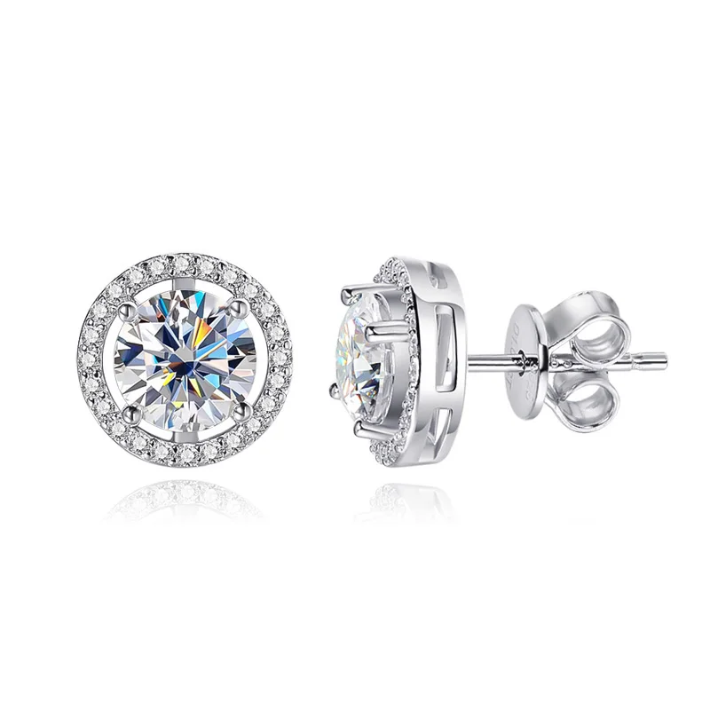 OEVAS 100% 925 Sterling Silver 0.5-2 Carat Moissanite Stud Earrings For Women D Color Diamond Earring Sparkling Fine Jewelry view 5