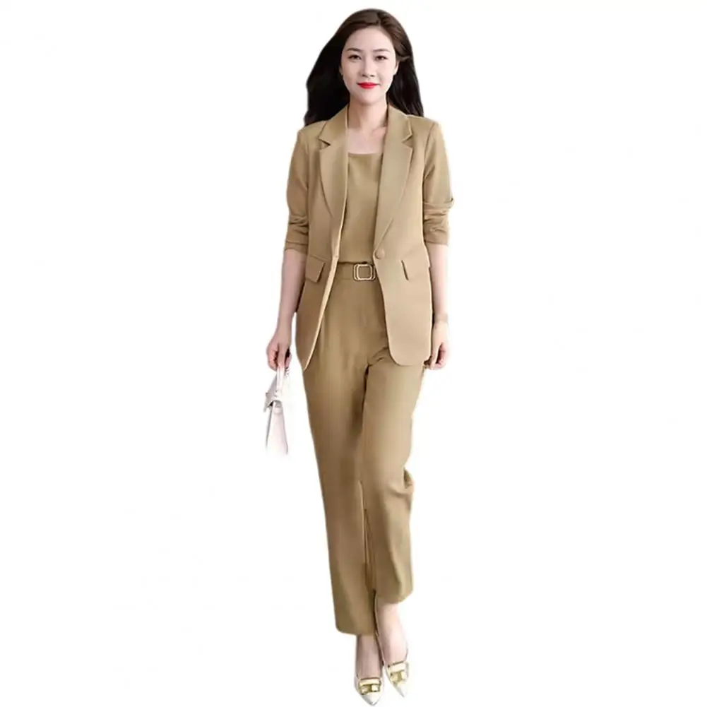 Formal Vest Coat Pants Suit Elegant Women's Business Suit Set with Lapel Cardigan High Waist Pants Vest Formal for Professional