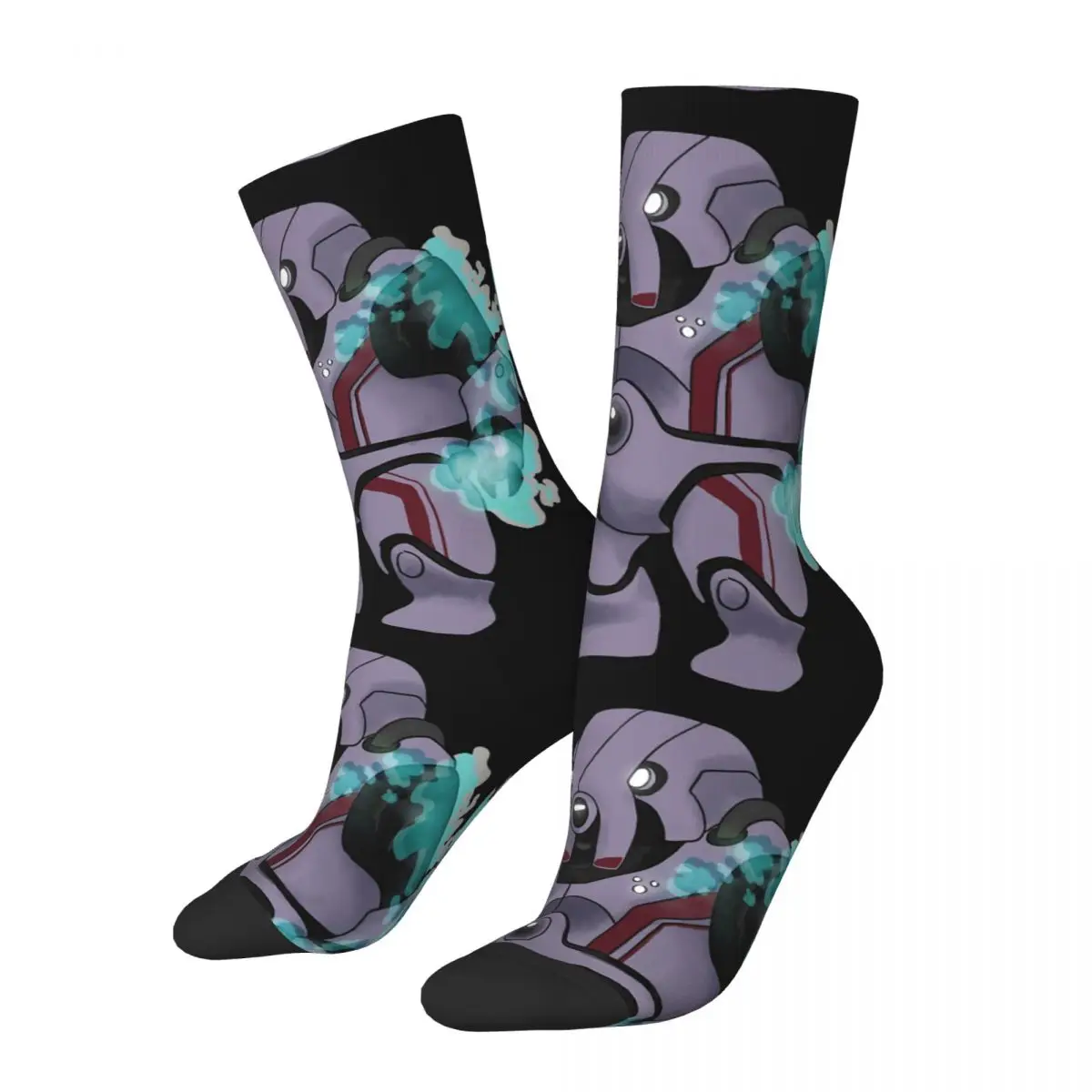 Funny Crazy compression Biotic God Sock for Men Hip Hop Harajuku MASS EFFECT Shooting Fighting Game Seamless Boys Crew Sock