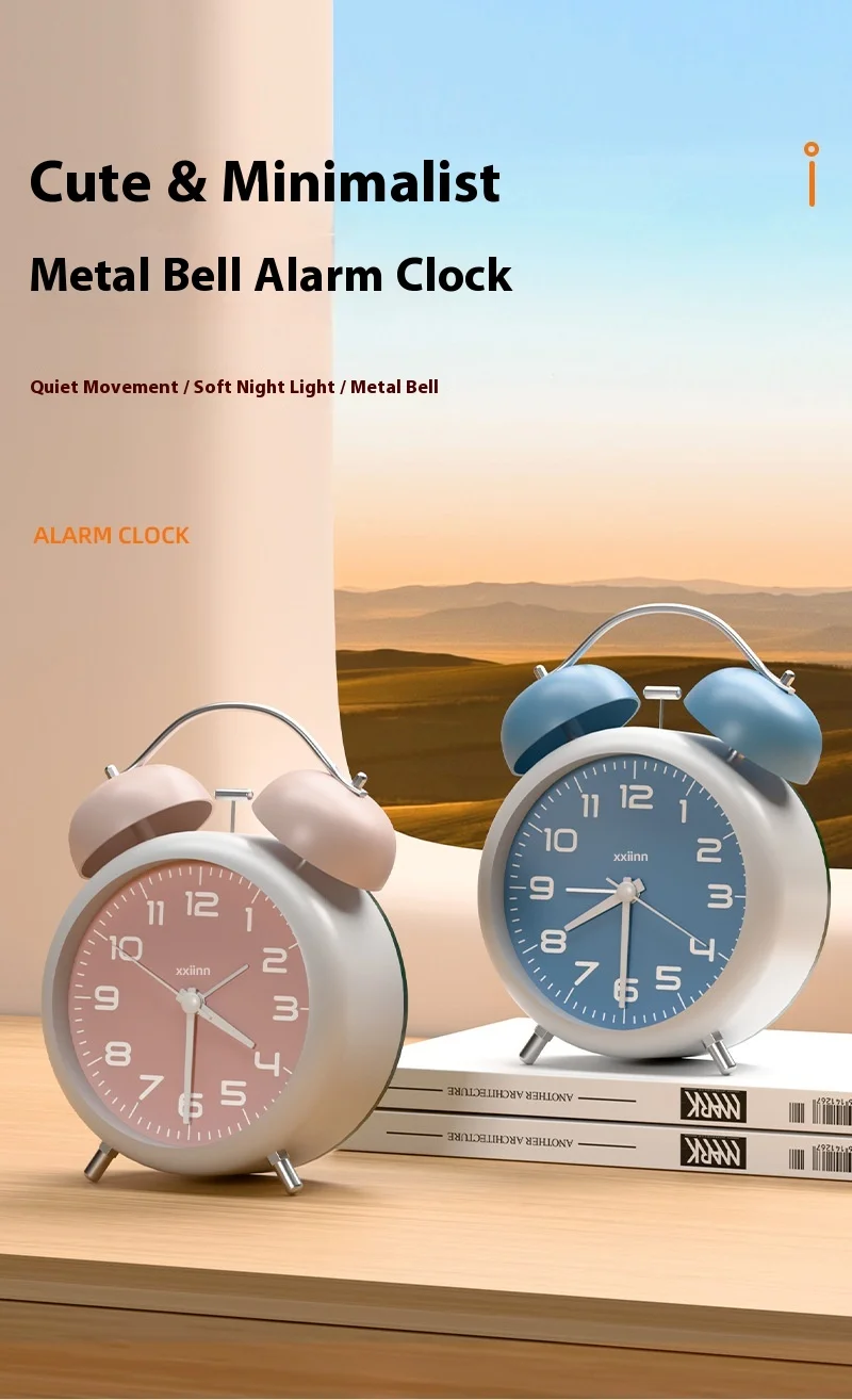 

Bedside Loud Alarm Clock with Night Light Silent Clock for Bedroom Decorative Clock Piece for Headboard