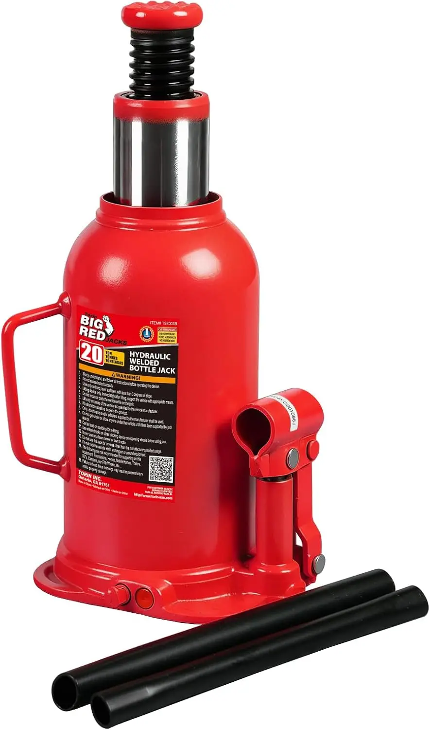 

20 Ton Hydraulic Bottle Jack, 40,000 lb Capacity, Red - Durable and Safe for Home and Commercial Use