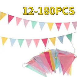 4M 12-180PCS Colorful Rainbow Pennant To Decorate Mexican Pastel Colored Pennants Hanging Child Banner Birthday Garland School