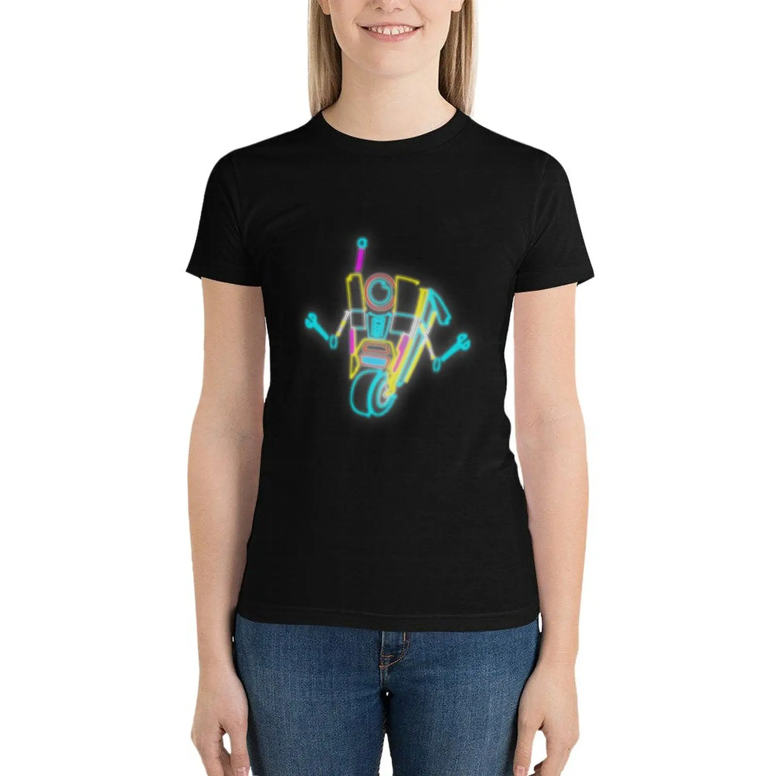 Camiseta feminina Neon Claptrap, roupa de senhora, tops bonitos engraçados, blusa, ajuste solto