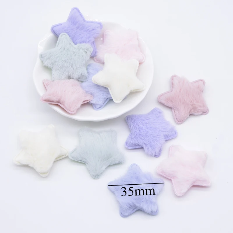 24Pcs 35mm Padded Plush Star Patches for DIY Hat Shoes Cloth Toy Accessories Crafts Baby Headwear Bow Decor Appliques