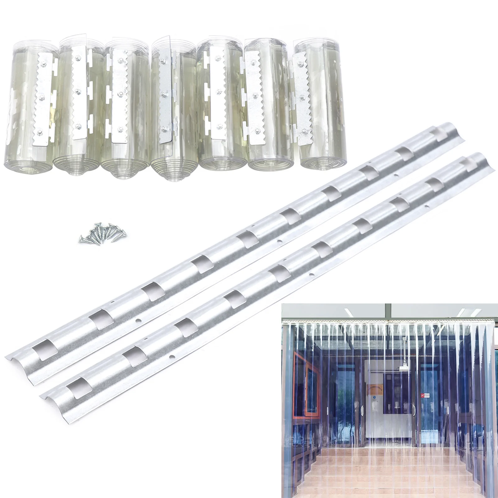 Strip PVC Transparent Curtain 7x Strip Curtain 2mmx18x200cm Vinyl Door Curtain 7 Strips for Porch/Balcony