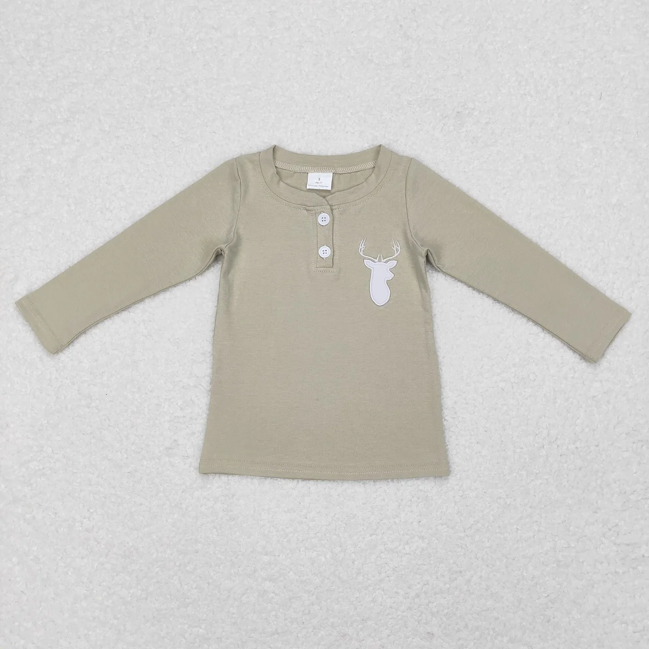 Wholesale Baby Boy Collar Tee Lapel Tops Children Embroidery Deer Cotton Clothes Toddler Buttons Pullover Long Sleeves Shirt