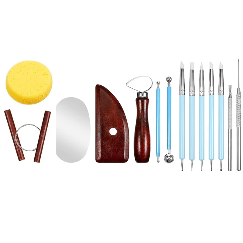 

32-х гончарные инструменты, набор инструментов для лепки из глины с красной деревянной ручкой, резак для круглых глиняных отверстий, поделки из керамики