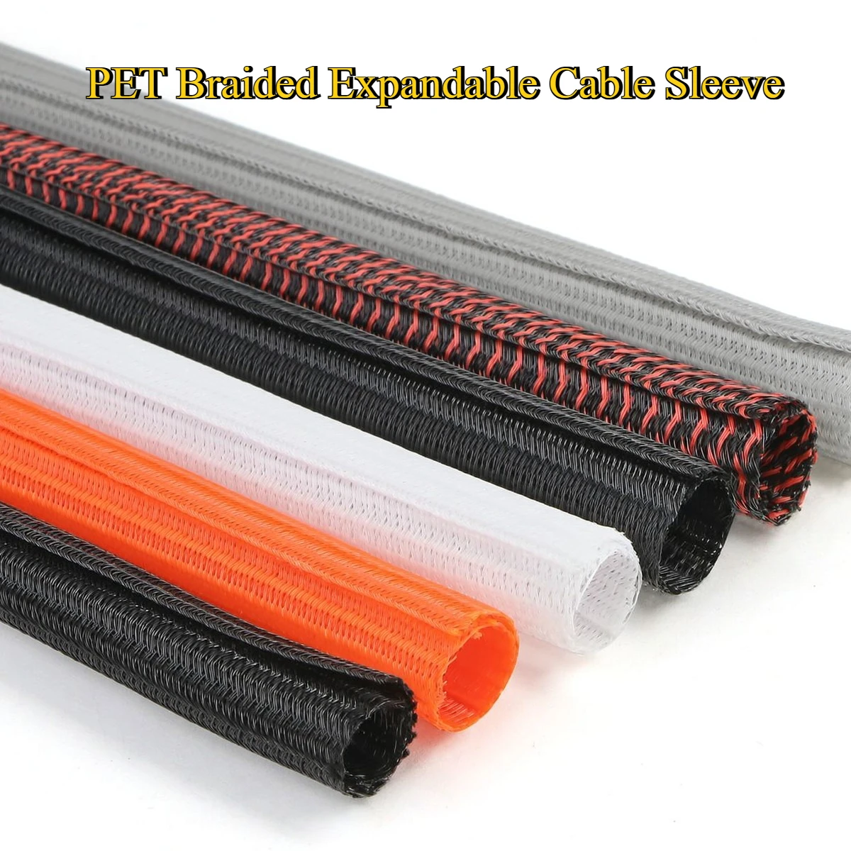 PET Braided Expandable Cable Sleeve 3-50mm Self Closing Split Wire Loom Harness Conduit Wrap for Auto PC Audio Cable Management
