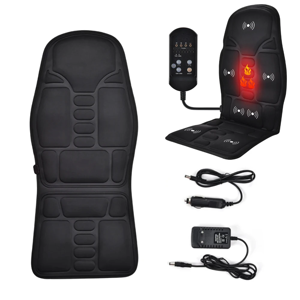 Masajeador de espalda eléctrico, silla de masaje de cuerpo completo infrarrojo, cojín, vibrador de calefacción, coche, hogar, oficina, colchón Lumbar para el cuello, estera para silla