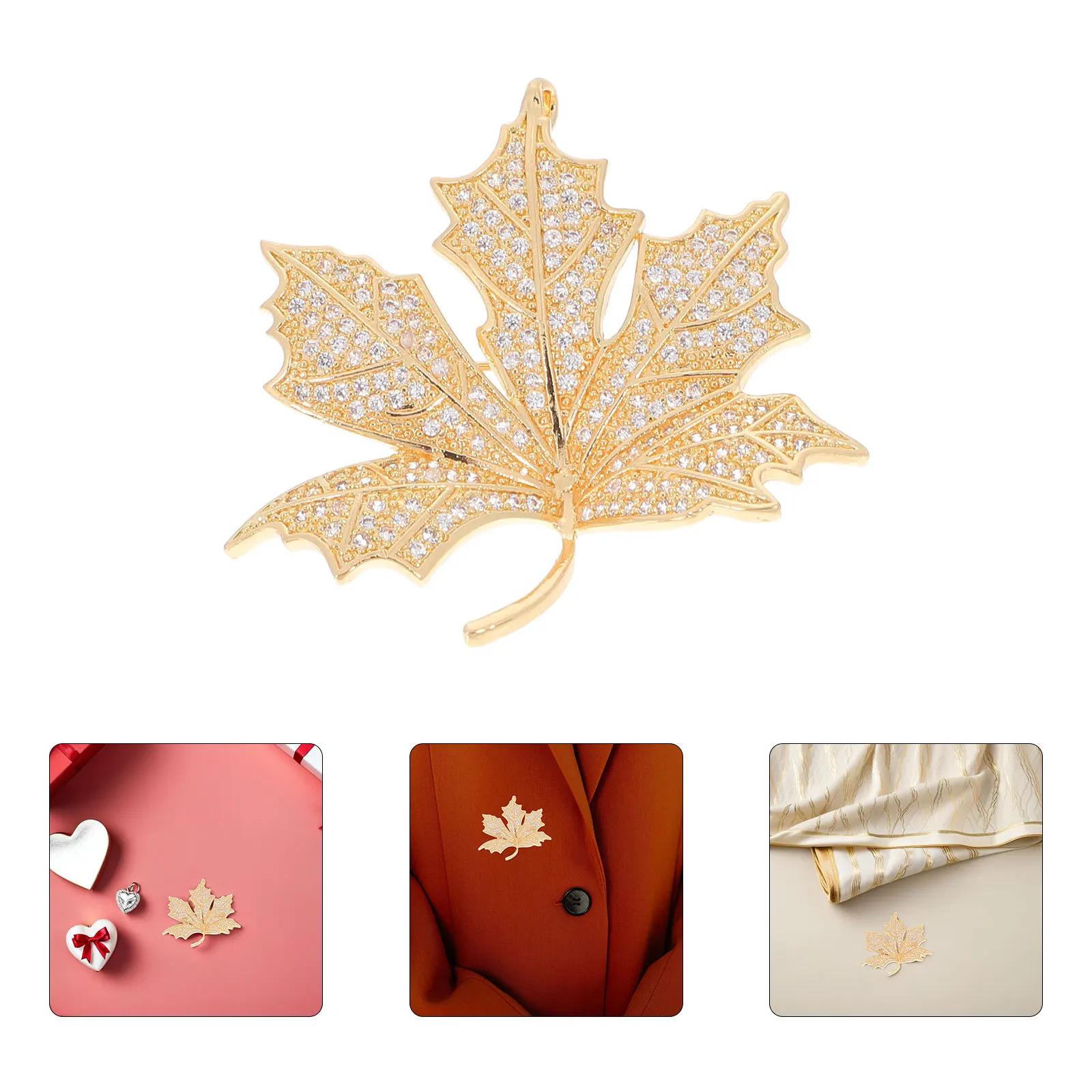 

Rhinestone Brooch Pin Maple Leaf Design For Women Men Suit Lapel Collar Dress Coat Jacket Wedding Party Fall Fashion