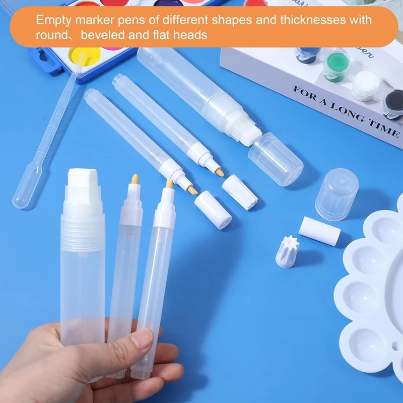 19Pcs Refillable Paint Markers, Empty Paint Markers, Painting-Touch Up Pens Fillable for Art Projects-ABPX