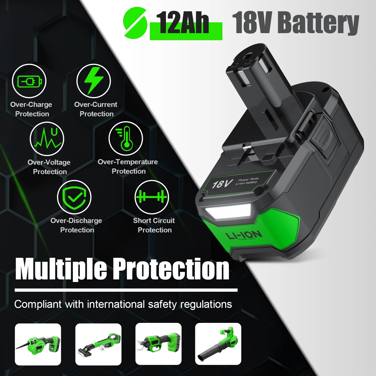

Li-ion For Ryobi 8000mAh 1820 P109 P106 P105 P104 rb18l Batteries Charger 18V Lithium ion Battery Compatible with Cordless Tool