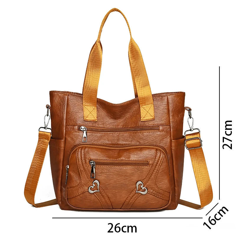 2025 New Large-capacity Soft Leather Fashion Shoulder Middle-aged Mother Bags Retro Simple PU High-end Portable Bag Sac A main
