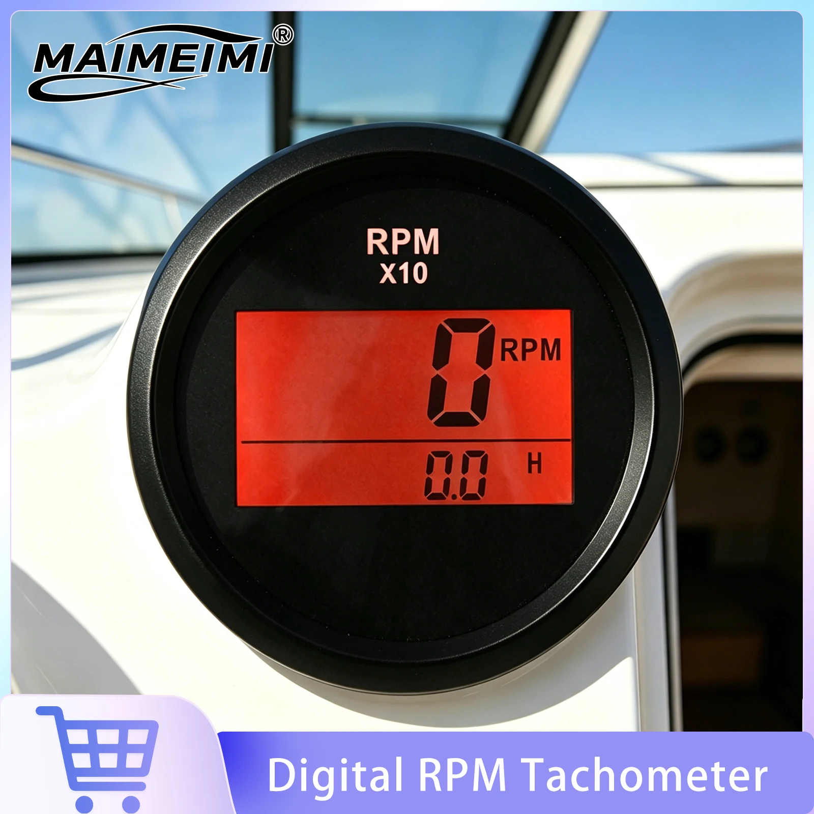 

52mm Boat Yacht Tachometer RPM Meter with LCD Hourmeter 0~9999 RPM Gauge Pointer Tacho Meter For Marine Boat Car Truck 9-32V