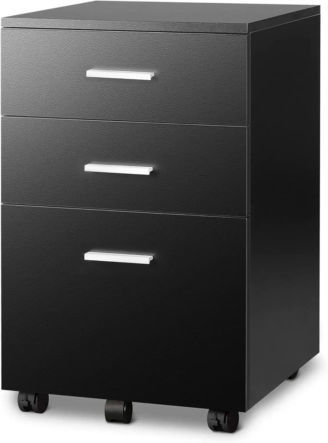 

DEVAISE 3 Drawer Wood Mobile File Cabinet, Rolling Filing Cabinet for Letter/A4 Size, Black