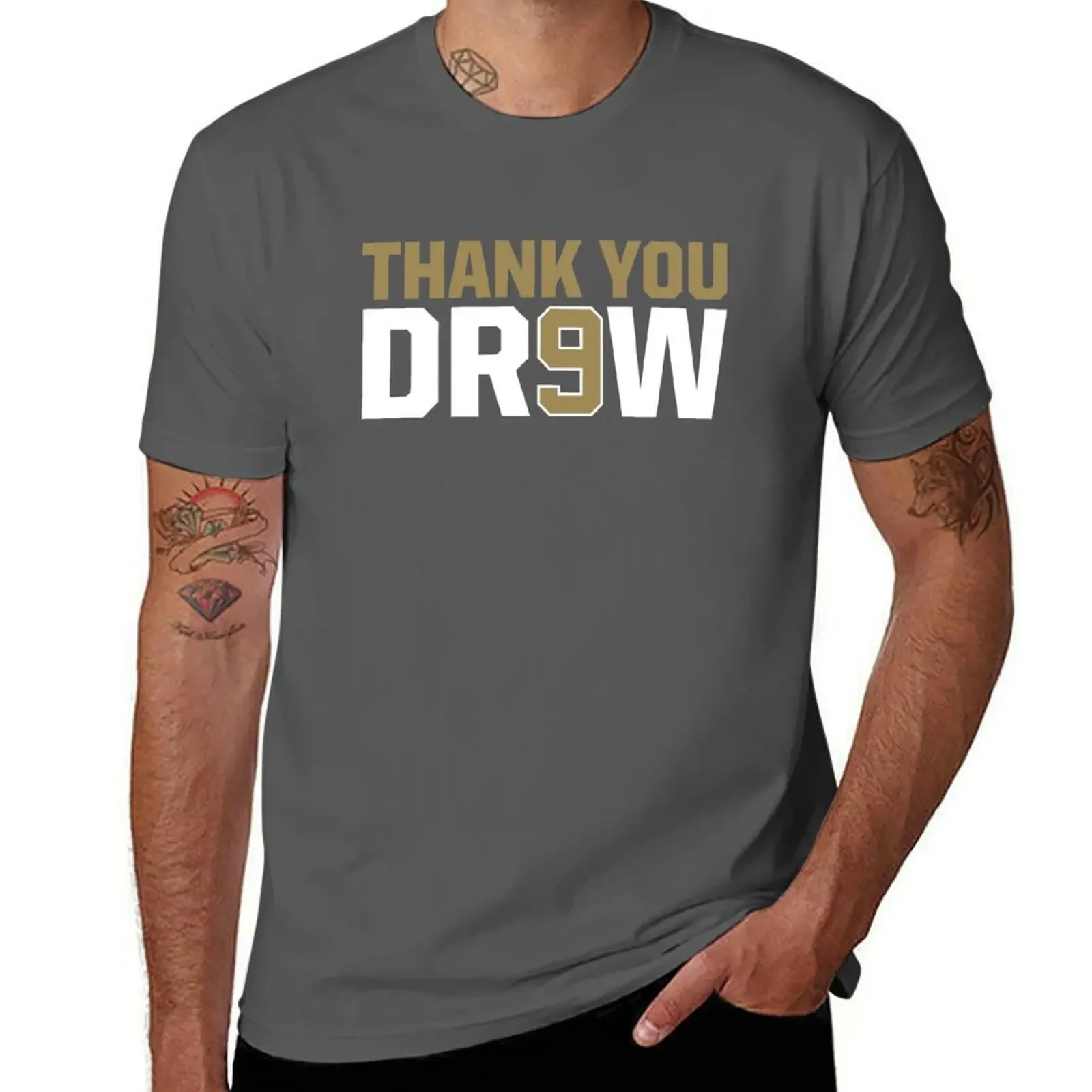 Kawaii Clothes Mens Graphic T-shirts Anime Thank You Drew Brees Saints New Orleans Drew Brees T-Shirt Men Clothing summer images - 6