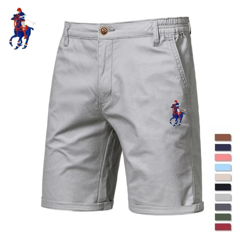 Pantalones cortos informales de algodón puro para hombre, Shorts de negocios de cintura media, elásticos de playa, Chinos clásicos, ajustados, Verano