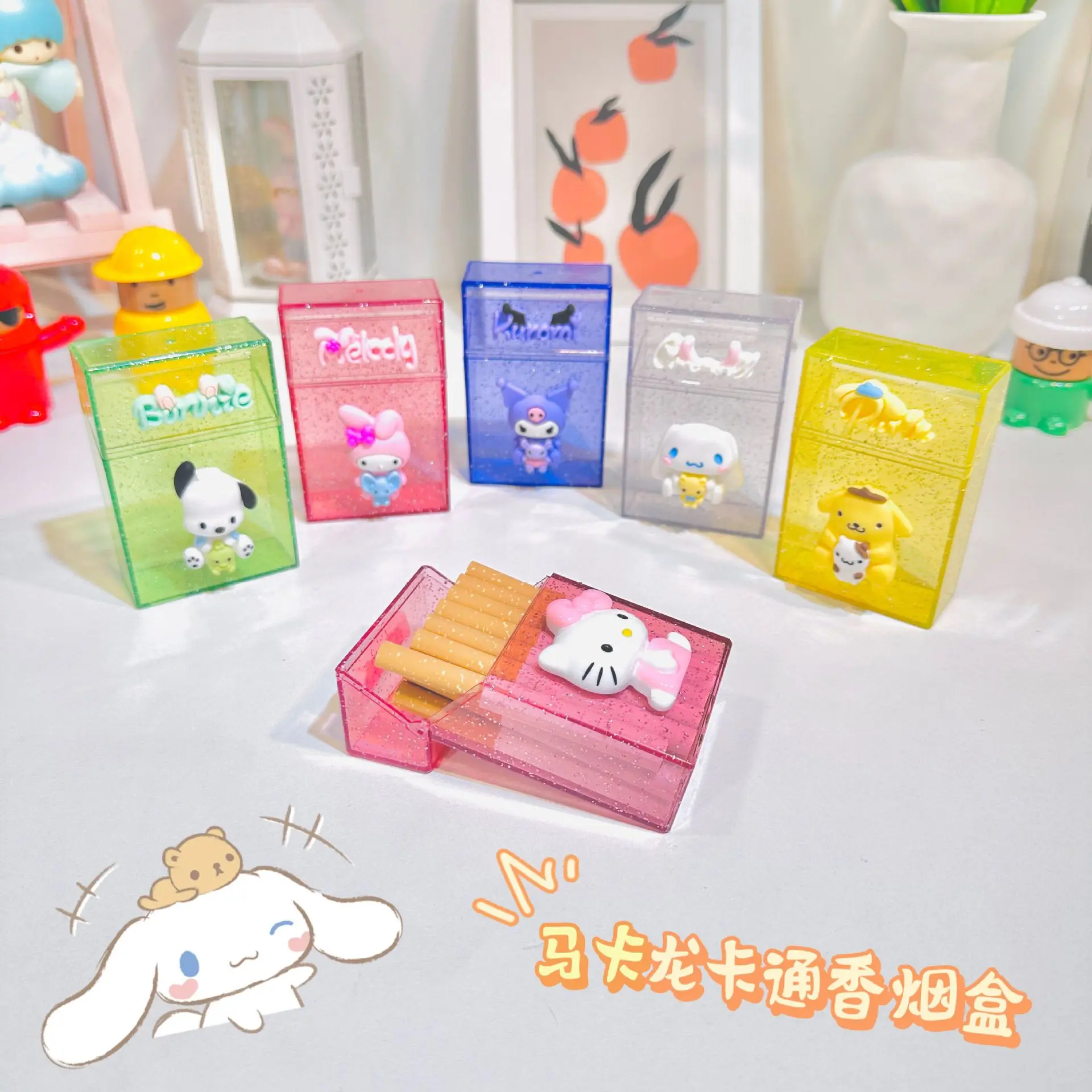 Kawaii Sanrio Hello Kitty Cigarette Case Y2K Kuromi Cinnamoroll My Melody Anime Smoking Storage Portable Cigarette Case Box Gift