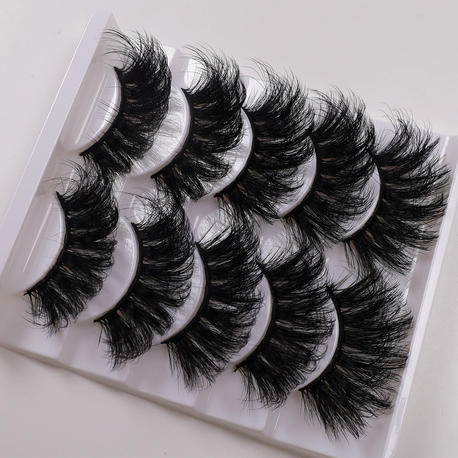 5-Pair European and American Thick Eyelash 8D Explosive Fury Curved Fluffy False Eyelash Multi Layer Long Cross Eyelash