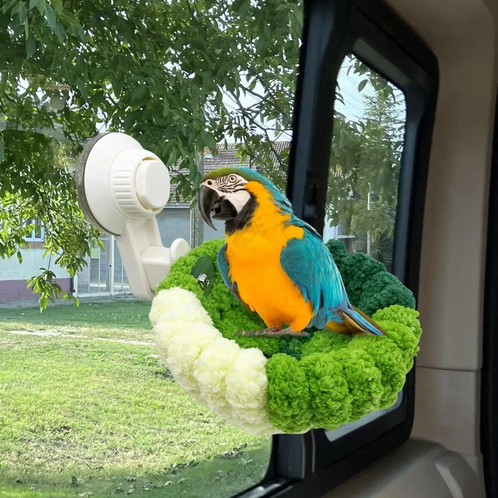 

Sturdy Pet Nest Coral Velvet Bird Nest with Suction Cup for Parrot Lovebird 2-in-1 Plush Nest for Travel Birdcage Removable