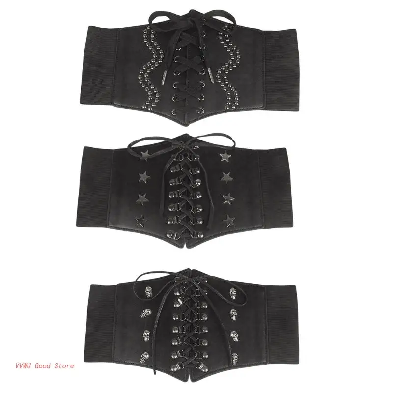 Cintura corsetto per donna cintura con lacci cintura larga cintura elastica Punk per abito