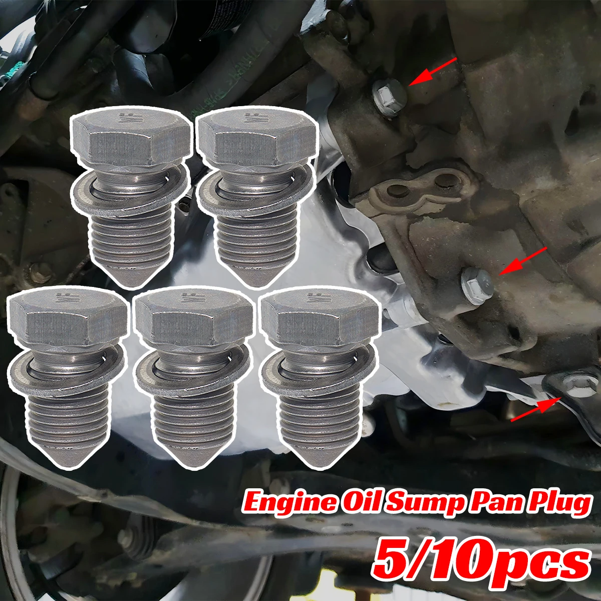 

5/10pc Engine Oil Sump Pan Plug M14x1.5x22 Drain Seal Washer Screw Thread N90813201 N90813202 N91101401 For Audi SEAT VW Ford