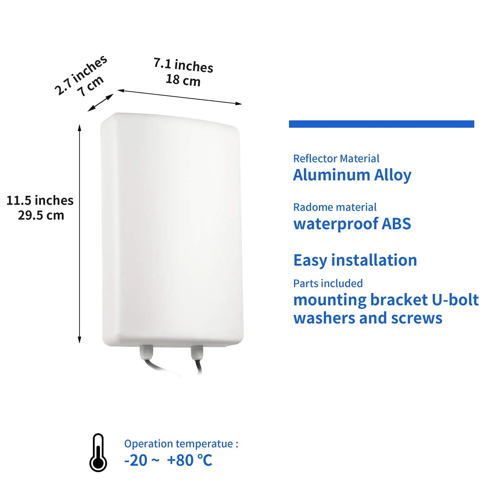 11dBi High Gain 4G LTE 5G Waterproof Dual Polarization MIMO Antenna with Dual 5m Cables SMA/TS9 Conors  Nighthawk