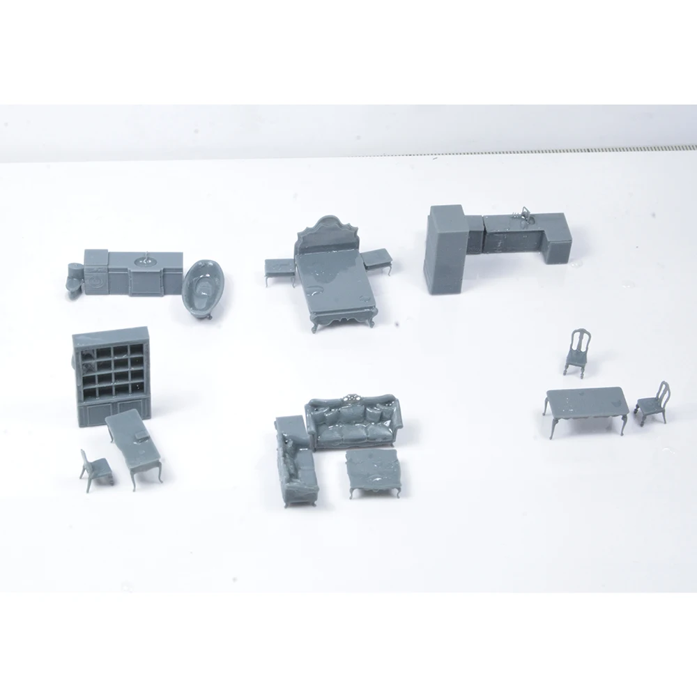 

Yao's Studio LYTS034 1/87 1/64 Миниатюрная сцена дома, кровати, дивана, ванной комнаты, кухни, ванны, мебели и набора бытовой техники